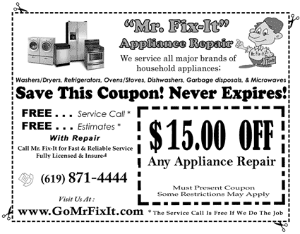 Print Mr Fix it Appliance Repair Coupon